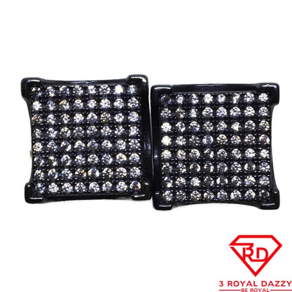 Amazon.com: Earrings for Men Large Square white CZ stud Earrings Gothic Black